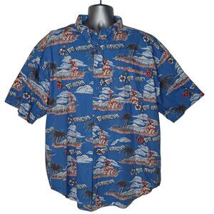 Vintage Big Dogs Hawaiian Shirt Men 3X Kahuna Blue Tropical Surf Vacation Cruise